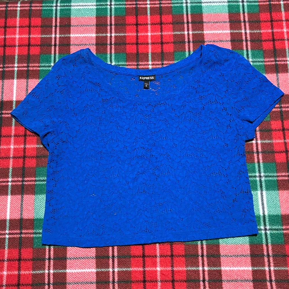 Blue lace crop top